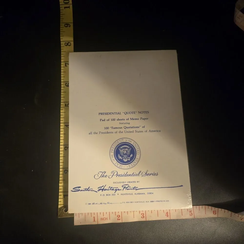 Vintage 1984 Presidential Quotes Memo Paper Southern Heritage Prints Paper...